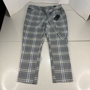 Jules & Leopold Monochrome Plaid Pull On Dress Pants Size Large Slim Leg